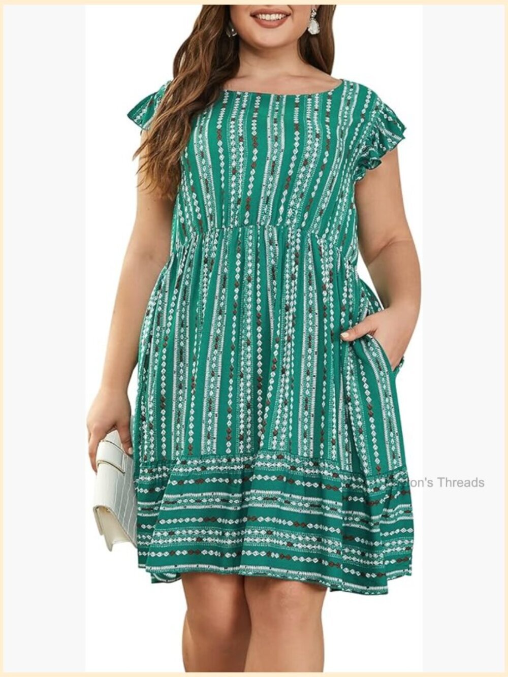 Plus Size Midi Dress with Pockets - Summer Casual Boho Floral Tiered Sundress